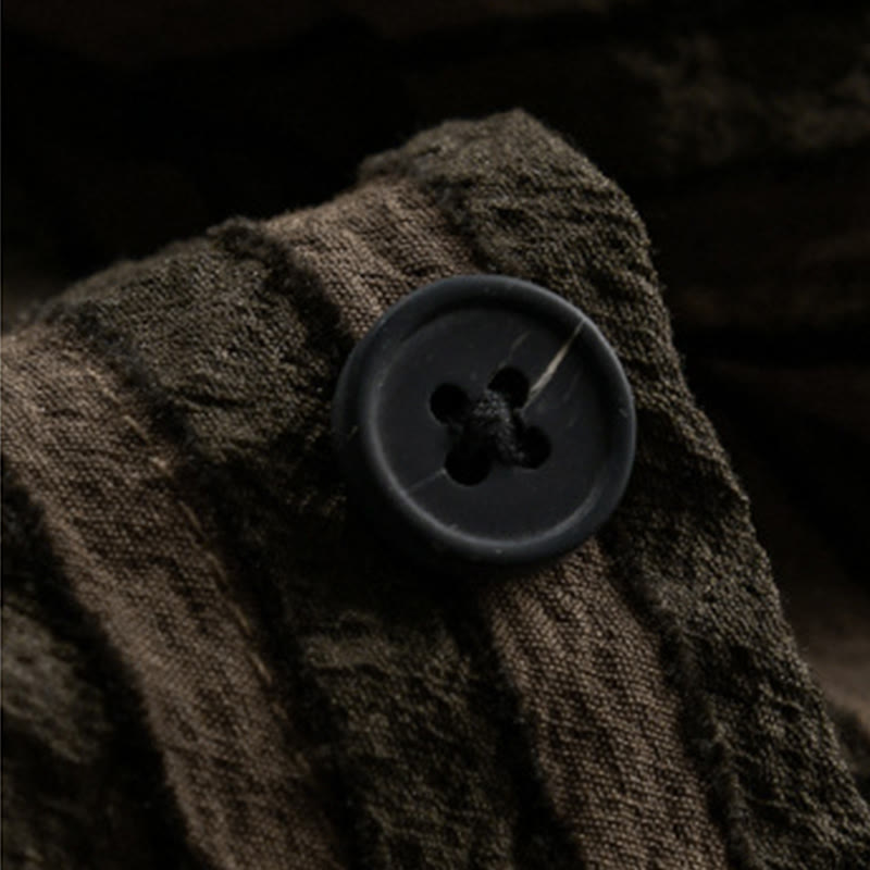 Buddha Stonesヴィンテージ ストライプ ボタンダウン スタンドカラー 長袖 メンズ コットンシャツ - image 11