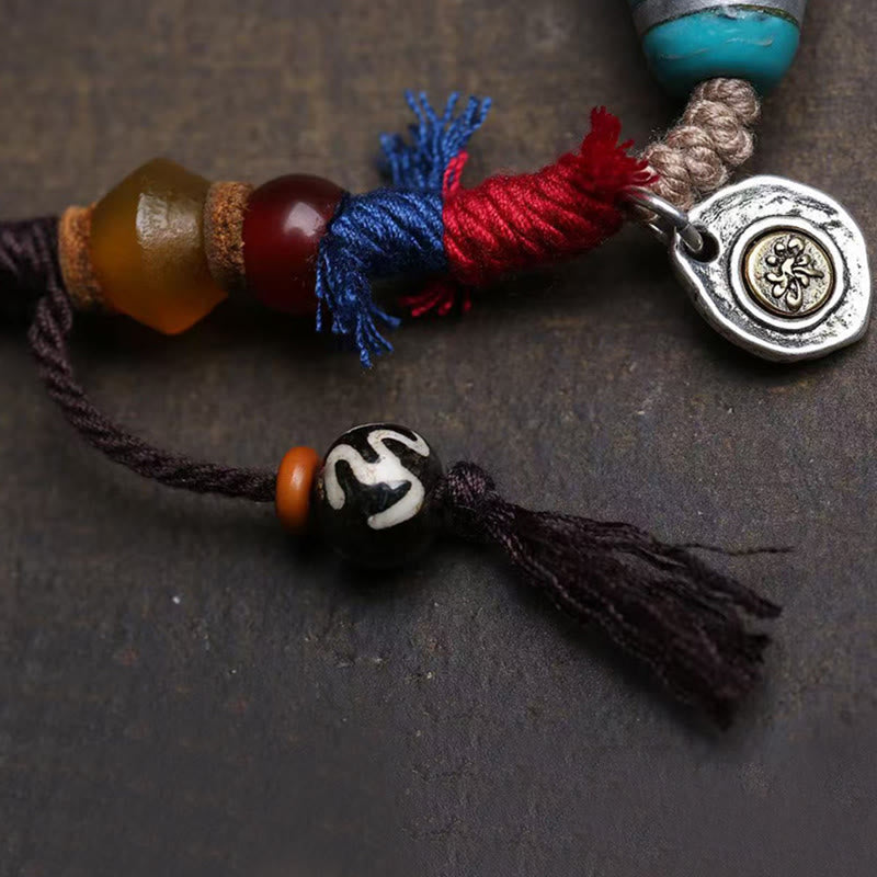 Buddha Stones銅ターコイズDziビーズ幸運ネックレスペンダント - image 3