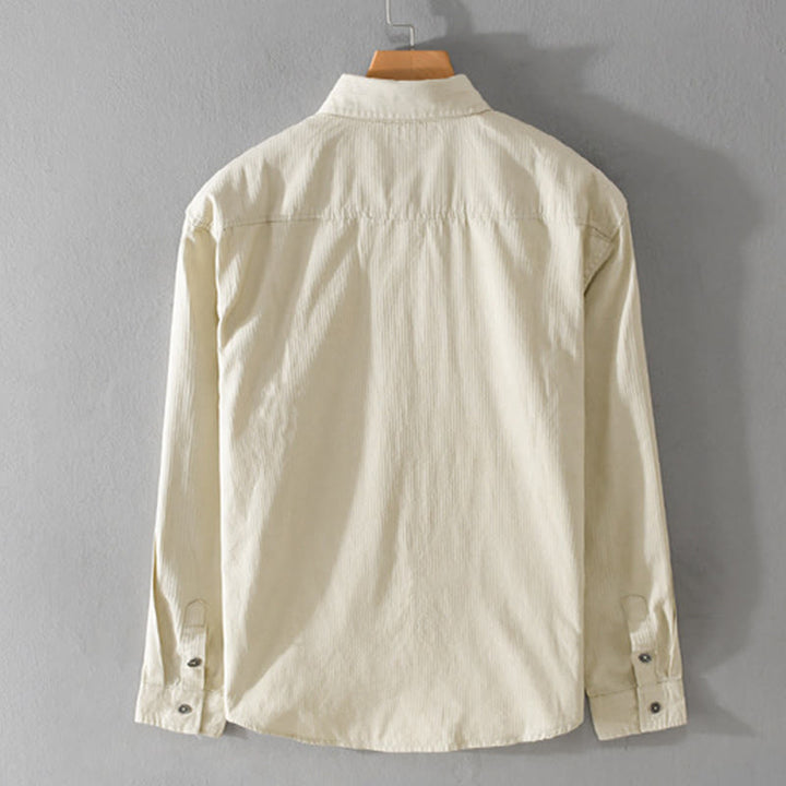 Buddha Stones秋 三角形 菱形 装飾ポケット ボタンダウン スタンドカラー 長袖 メンズ コットンシャツ - image 7