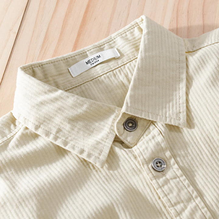 Buddha Stones秋 三角形 菱形 装飾ポケット ボタンダウン スタンドカラー 長袖 メンズ コットンシャツ - image 8