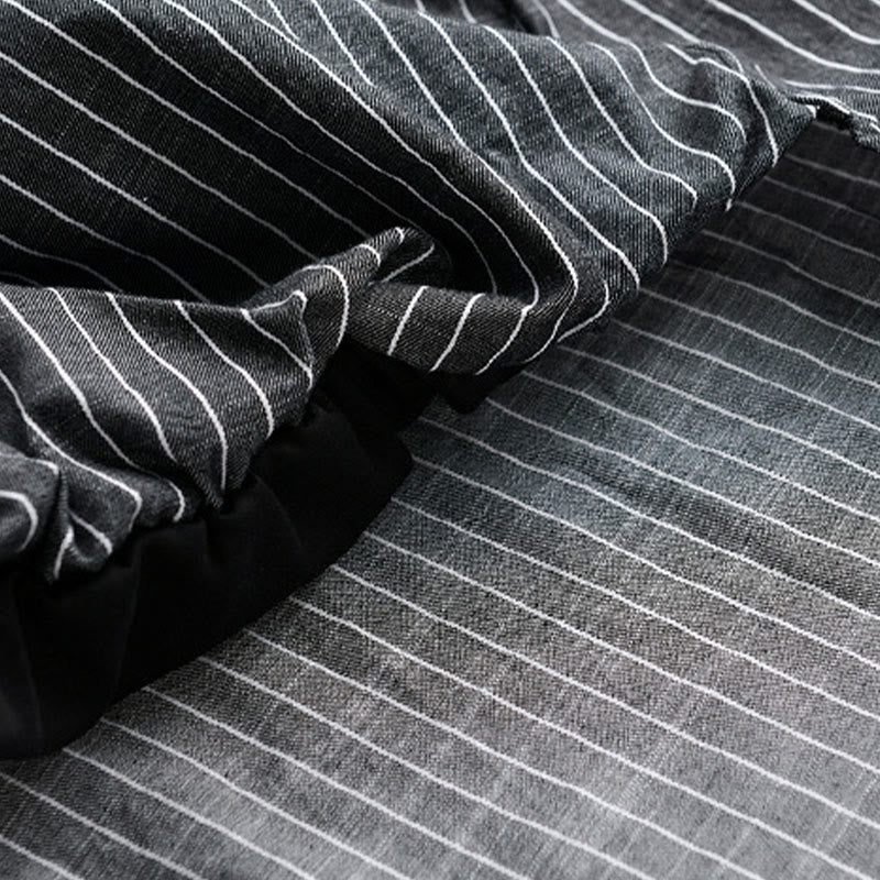 Buddha Stones秋 2イン1 ストライプ スタンドカラー 長袖 メンズ コットンシャツ - image 12