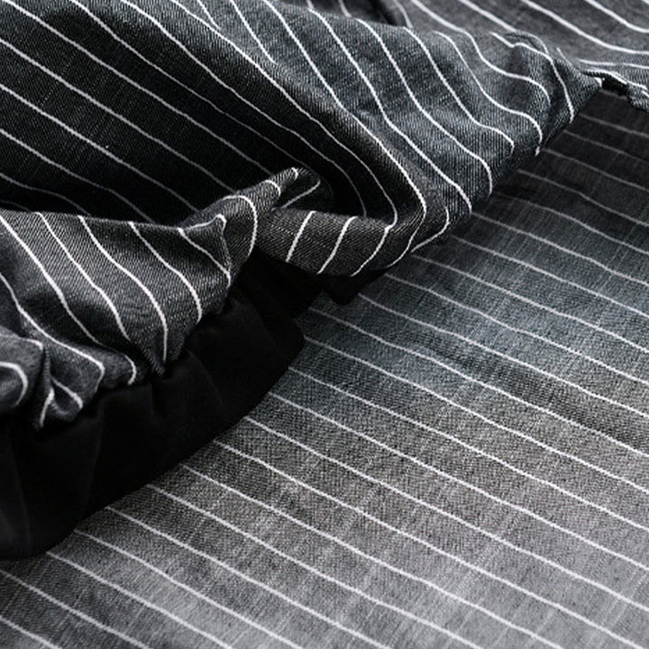 Buddha Stones秋 2イン1 ストライプ スタンドカラー 長袖 メンズ コットンシャツ - image 12