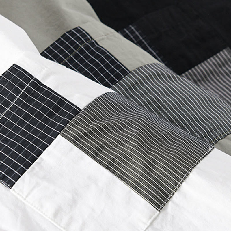 Buddha Stones秋 スクエア カラーブロッキング 装飾ポケット ボタンダウン スタンドカラー 長袖 メンズ コットンシャツ - image 16