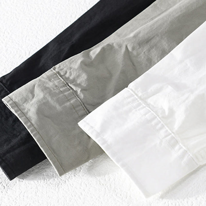 Buddha Stones秋 スクエア カラーブロッキング 装飾ポケット ボタンダウン スタンドカラー 長袖 メンズ コットンシャツ - image 19