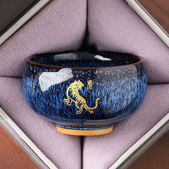 Buddha Stones中国干支 午年 陶器 ティーカップ カンフーティーカップ 135ml - タイガー 7.5cm*4.8cm*135ml - image 3