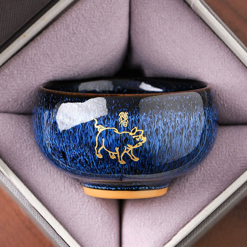 Buddha Stones中国干支 午年 陶器 ティーカップ カンフーティーカップ 135ml - 豚 7.5cm×4.8cm×135ml - image 11