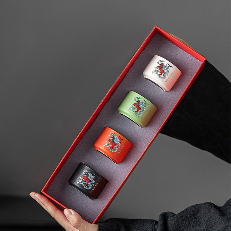 Buddha Stones午年 手描き 陶器 ティーカップ カンフー ティーカップ  - ストレートカップセット 5.3cm×4cm×50ml - image 8