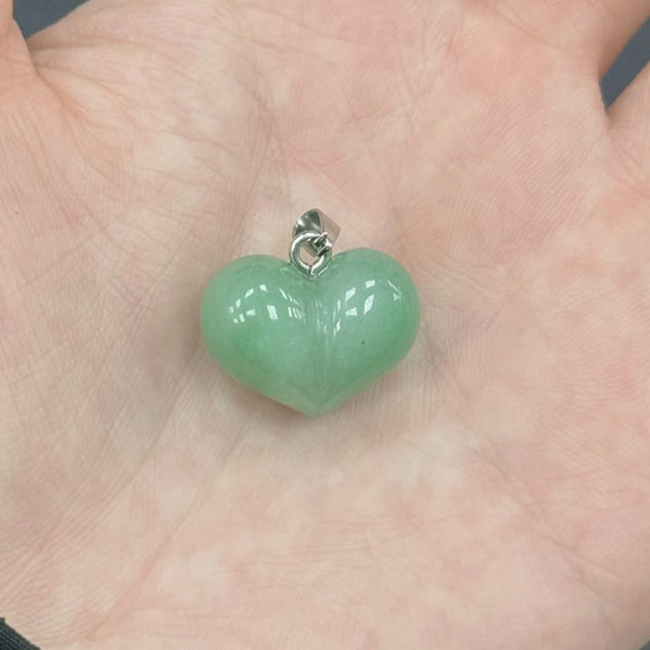 Buddha Stonesハートデザインアメジストトパーズピンククリスタルオパールタイガーアイホワイトクリスタルレッドジャスパーアマゾナイトグリーンアベンチュリンブラックオブシディアンシトリンバランスネックレスペンダント - グリーンアベンチュリン - image 17