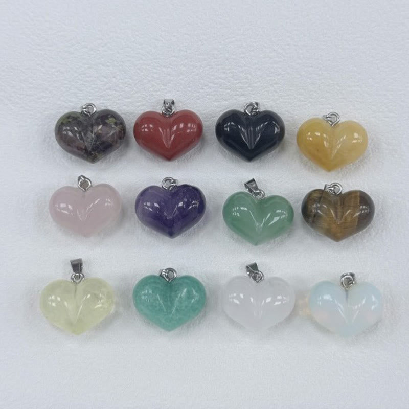 Buddha Stonesハートデザインアメジストトパーズピンククリスタルオパールタイガーアイホワイトクリスタルレッドジャスパーアマゾナイトグリーンアベンチュリンブラックオブシディアンシトリンバランスネックレスペンダント - image 24