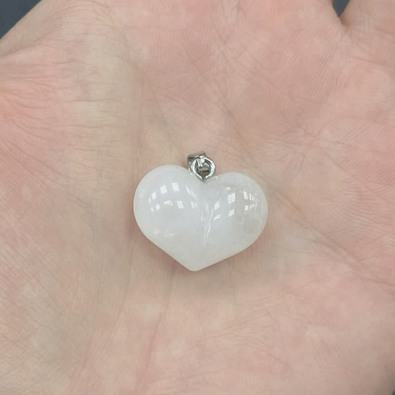 Buddha Stonesハートデザインアメジストトパーズピンククリスタルオパールタイガーアイホワイトクリスタルレッドジャスパーアマゾナイトグリーンアベンチュリンブラックオブシディアンシトリンバランスネックレスペンダント - ホワイトクリスタル - image 11