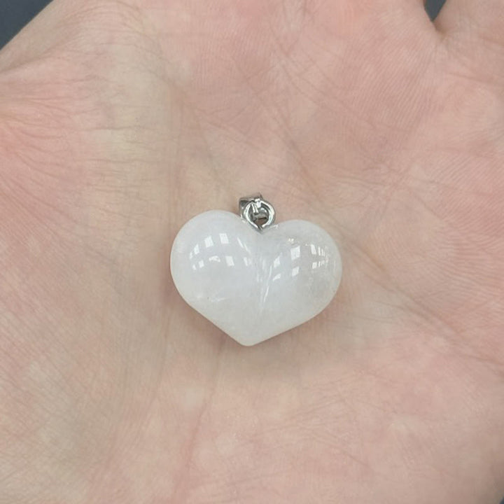 Buddha Stonesハートデザインアメジストトパーズピンククリスタルオパールタイガーアイホワイトクリスタルレッドジャスパーアマゾナイトグリーンアベンチュリンブラックオブシディアンシトリンバランスネックレスペンダント - ホワイトクリスタル - image 11