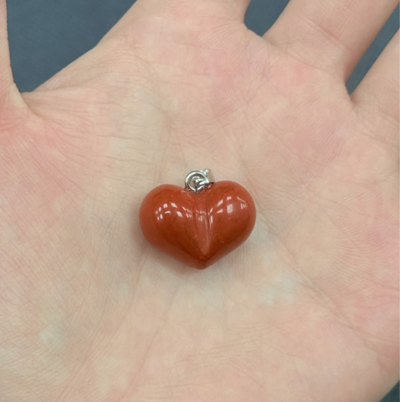 Buddha Stonesハートデザインアメジストトパーズピンククリスタルオパールタイガーアイホワイトクリスタルレッドジャスパーアマゾナイトグリーンアベンチュリンブラックオブシディアンシトリンバランスネックレスペンダント - レッドジャスパー - image 13