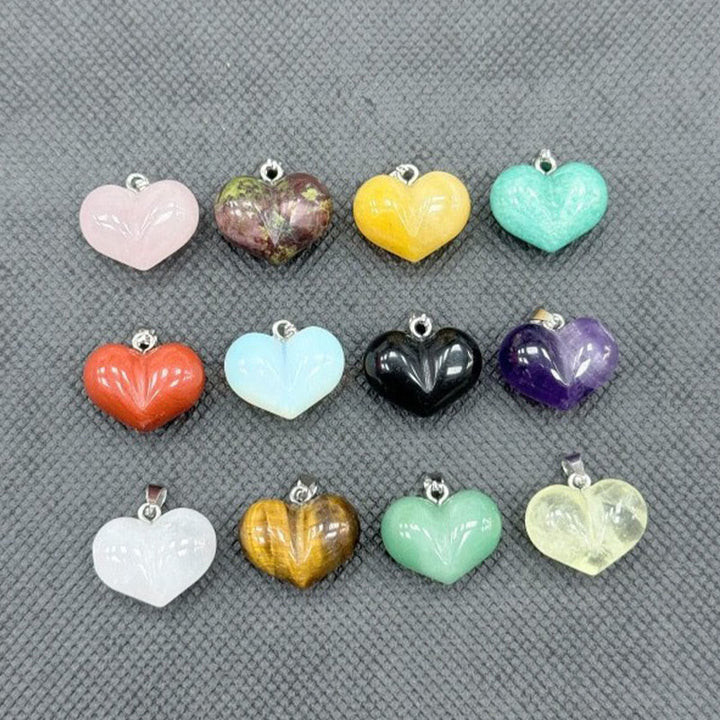 Buddha Stonesハートデザインアメジストトパーズピンククリスタルオパールタイガーアイホワイトクリスタルレッドジャスパーアマゾナイトグリーンアベンチュリンブラックオブシディアンシトリンバランスネックレスペンダント - image 23