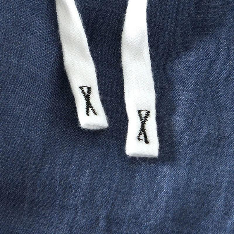 Buddha Stones秋冬 無地 ドローストリング 伸縮性ウエスト メンズ リネン アンクル丈 パンツ ポケット付き - image 10