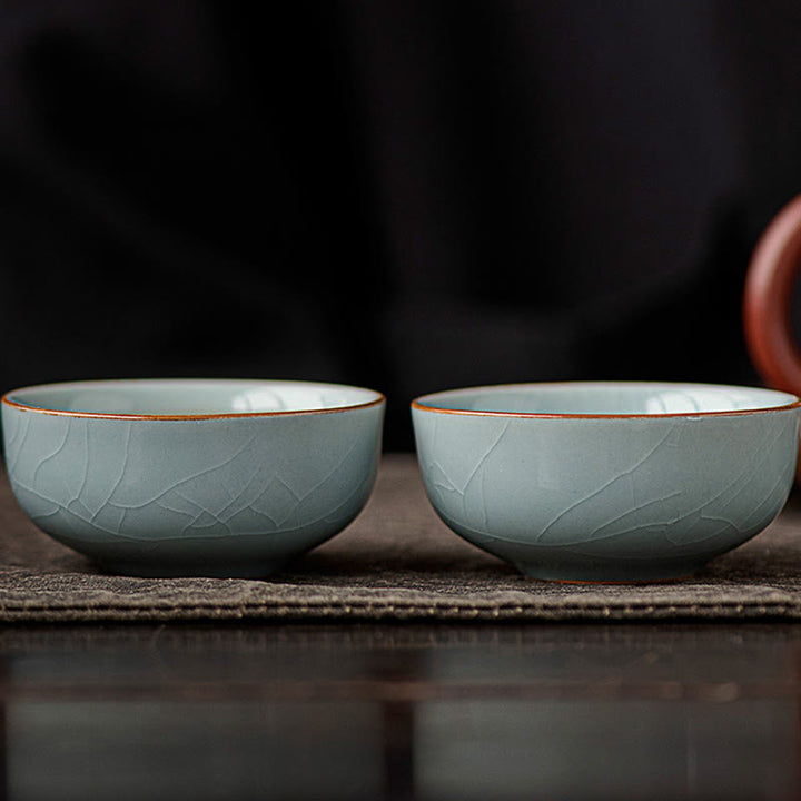 Buddha Stones手描き鯉陶器ティーカップカンフーティーカップ50ml - image 8