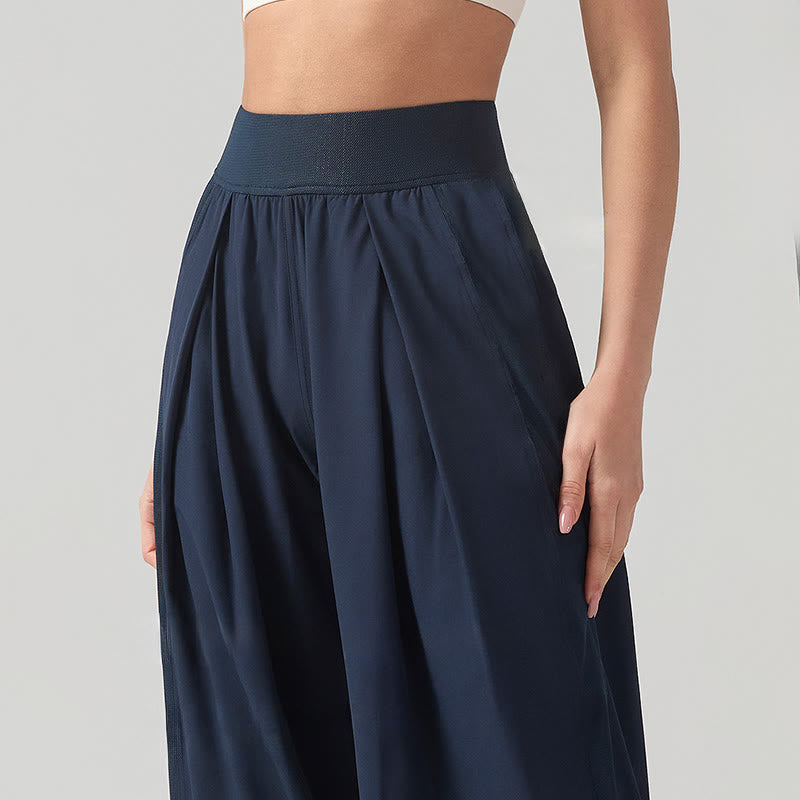 Buddha Stones無地 通気性 レディース ワイドレッグパンツ スポーツ ヨガ スウェットパンツ ポケット付き - image 10