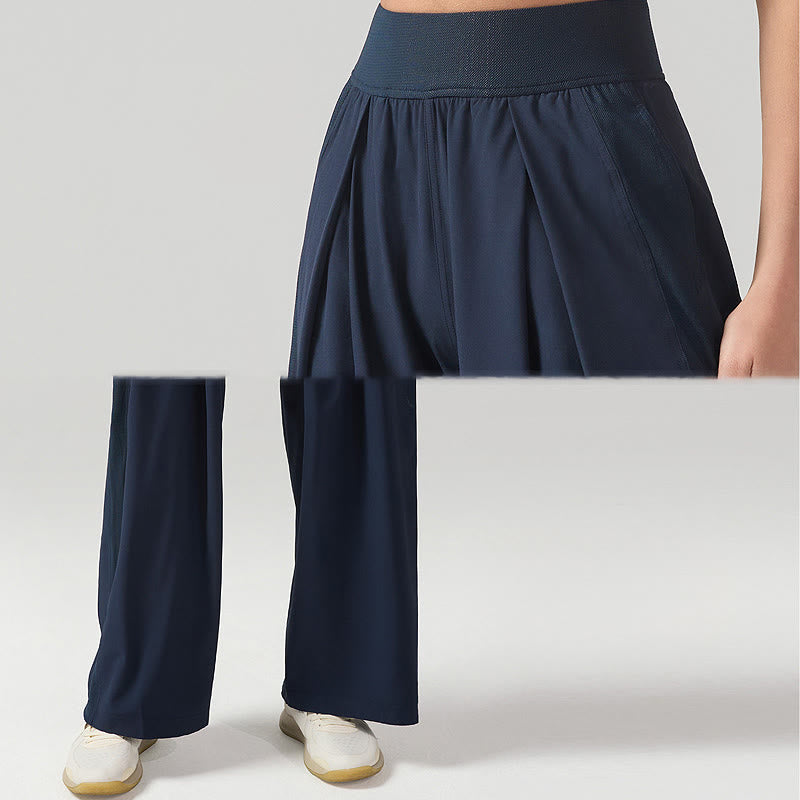 Buddha Stones無地 通気性 レディース ワイドレッグパンツ スポーツ ヨガ スウェットパンツ ポケット付き - image 12