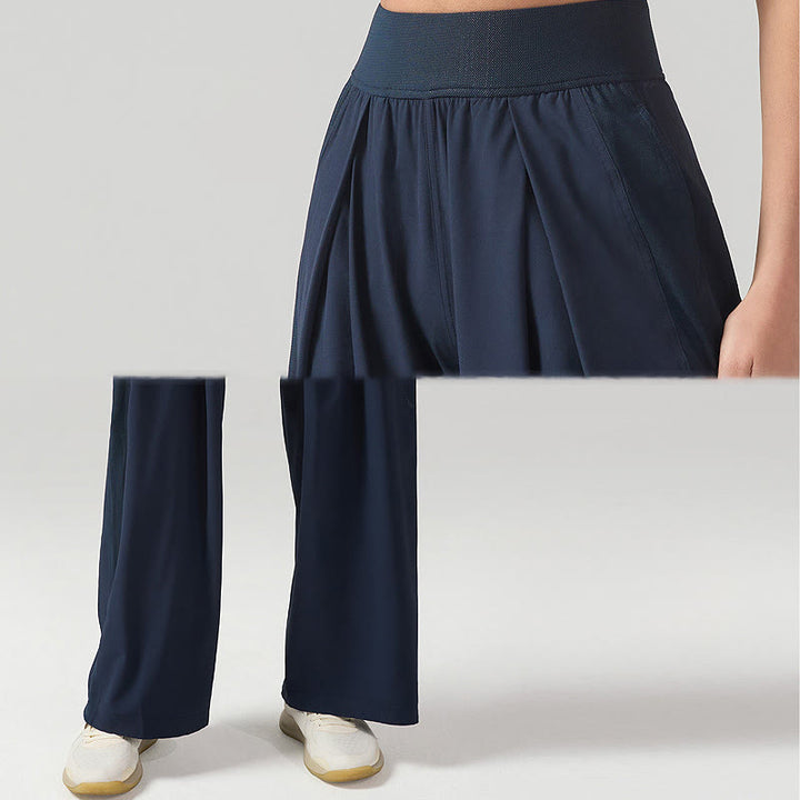 Buddha Stones無地 通気性 レディース ワイドレッグパンツ スポーツ ヨガ スウェットパンツ ポケット付き - image 12