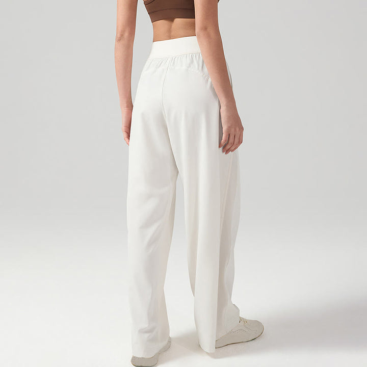 Buddha Stones無地 通気性 レディース ワイドレッグパンツ スポーツ ヨガ スウェットパンツ ポケット付き - image 2