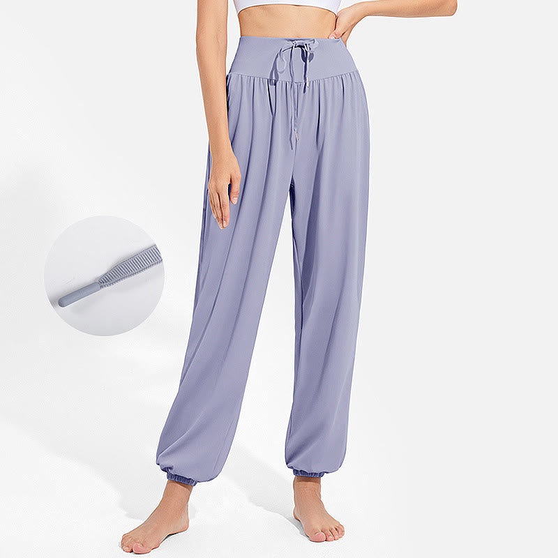 Buddha Stones無地 ドローストリング 伸縮性ウエストデザイン レディース ハーレムパンツ スポーツ ヨガ スウェットパンツ ポケット付き - ライトスチールブルー - US8-10，UK/AU12-14，EU40-42 (2XL) - image 0