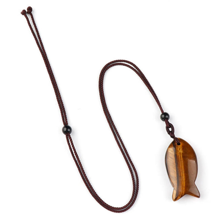 Buddha Stones鯉クリスタル インド瑪瑙 アメジスト トパーズ レッドジャスパー成就温もり ネックレス ペンダント - タイガーアイ - image 17