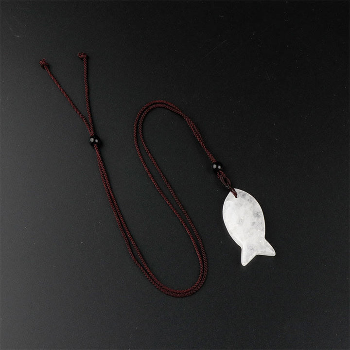 Buddha Stones鯉クリスタル インド瑪瑙 アメジスト トパーズ レッドジャスパー成就温もり ネックレス ペンダント - ホワイトクリスタル - image 26