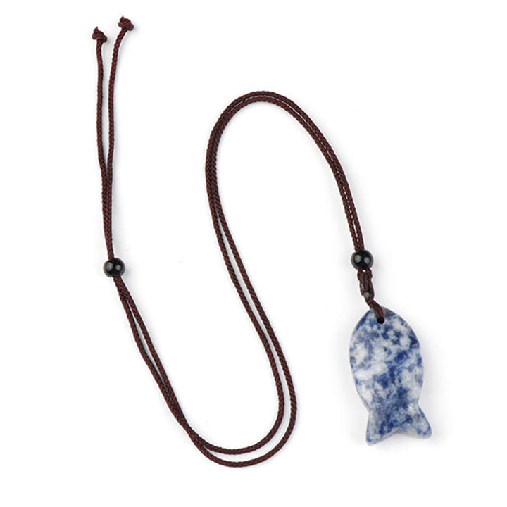 Buddha Stones鯉クリスタル インド瑪瑙 アメジスト トパーズ レッドジャスパー成就温もり ネックレス ペンダント - ブルースポットジャスパー - image 22