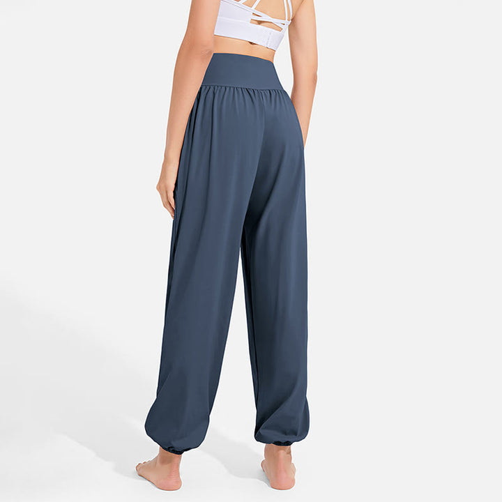 Buddha Stones無地 ドローストリング 伸縮性ウエストデザイン レディース ハーレムパンツ スポーツ ヨガ スウェットパンツ ポケット付き - image 23