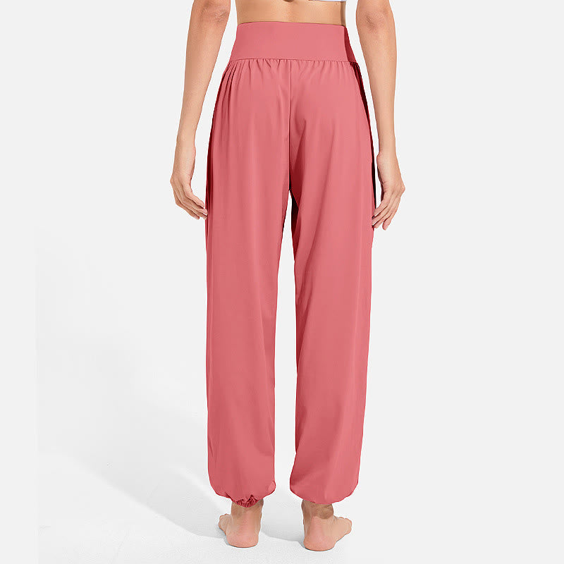 Buddha Stones無地 ドローストリング 伸縮性ウエストデザイン レディース ハーレムパンツ スポーツ ヨガ スウェットパンツ ポケット付き - image 30