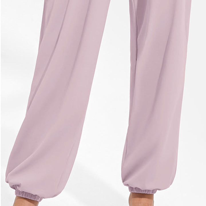 Buddha Stones無地 ドローストリング 伸縮性ウエストデザイン レディース ハーレムパンツ スポーツ ヨガ スウェットパンツ ポケット付き - image 19