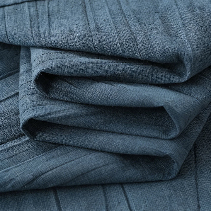 Buddha Stonesサマーソリッドプリーツデザインメンズハーフボタン半袖コットンラミーシャツ - image 8