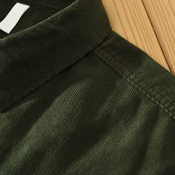 Buddha Stones秋 装飾ポケット ボタンダウン スタンドカラー 長袖 メンズ コットン コーデュロイ シャツ - image 11