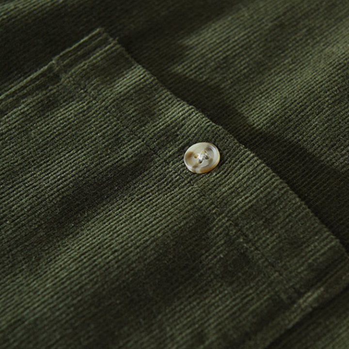 Buddha Stones秋 装飾ポケット ボタンダウン スタンドカラー 長袖 メンズ コットン コーデュロイ シャツ - image 12