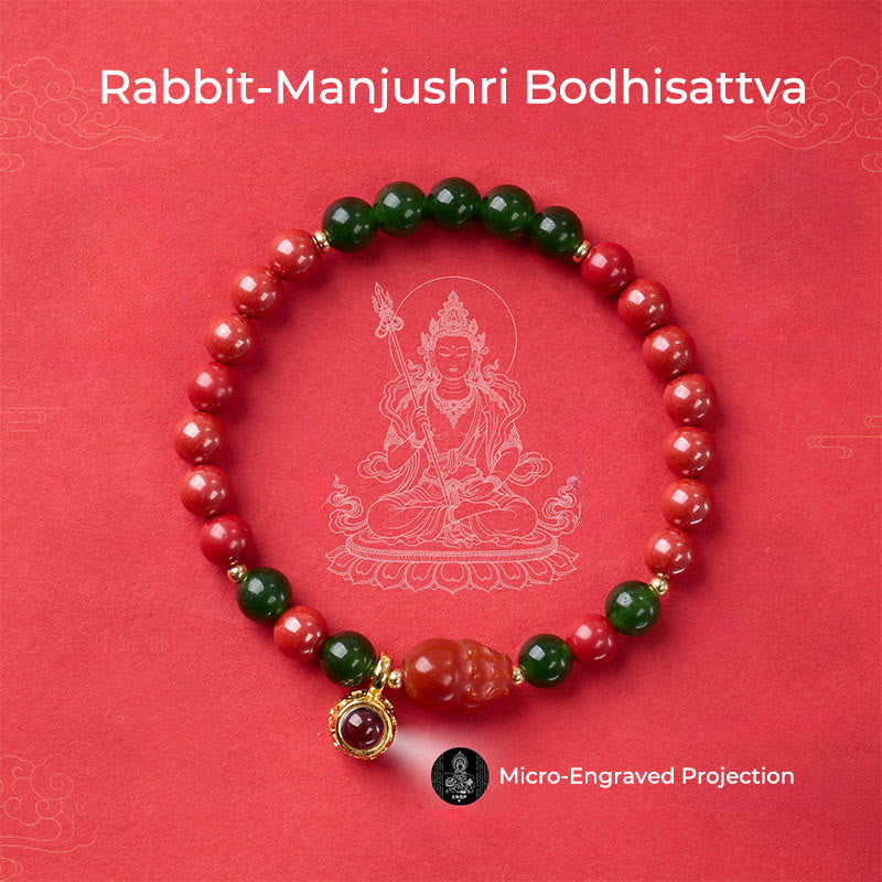 午年用Buddha Stonesマイクロ彫刻投影十二支誕生仏辰砂良縁祈願ブレスレット - image 13