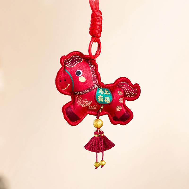 Buddha Stones午年 各種色刺繍 タッセル豊かさキーホルダー - image 2