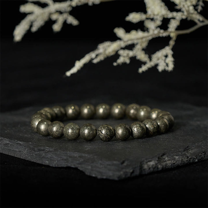 Buddha Stonesパイライト ラウンドビーズ 自信と豊かさのブレスレット - image 1
