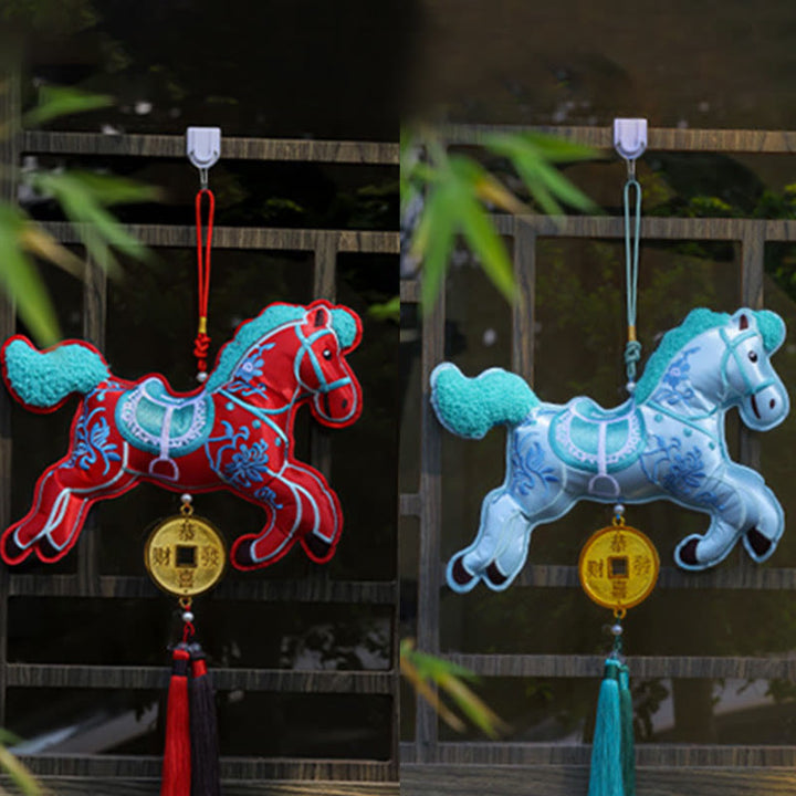 午年用Buddha Stones刺繍銅貨鈴チャームタッセル富成就吊り下げ装飾 - image 6