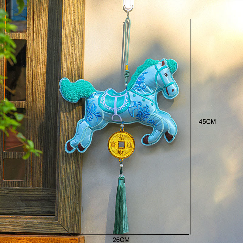 午年用Buddha Stones刺繍銅貨鈴チャームタッセル富成就吊り下げ装飾 - image 2