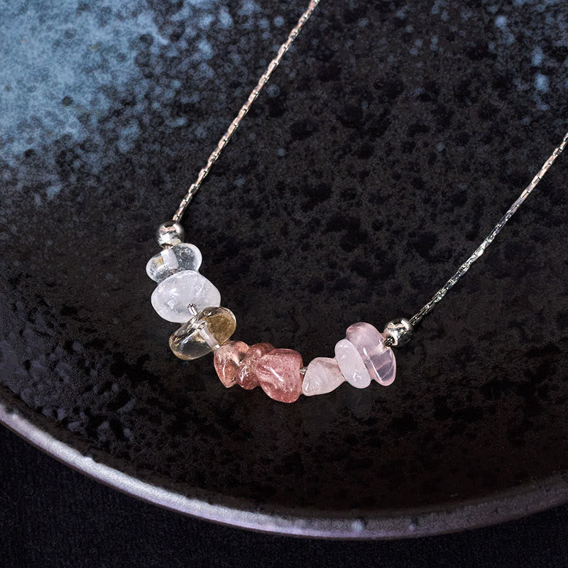 Buddha Stonesブラックオブシディアン スモーキークォーツ ガーネット アクアマリン ストロベリークォーツ ピンククリスタル ストレングスネックレスペンダント - image 21