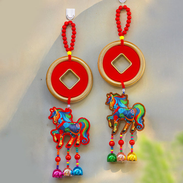 午年刺繍入りBuddha Stones金袋 ひょうたん 銅貨 鈴 お守り成就吊り下げ飾り - image 16