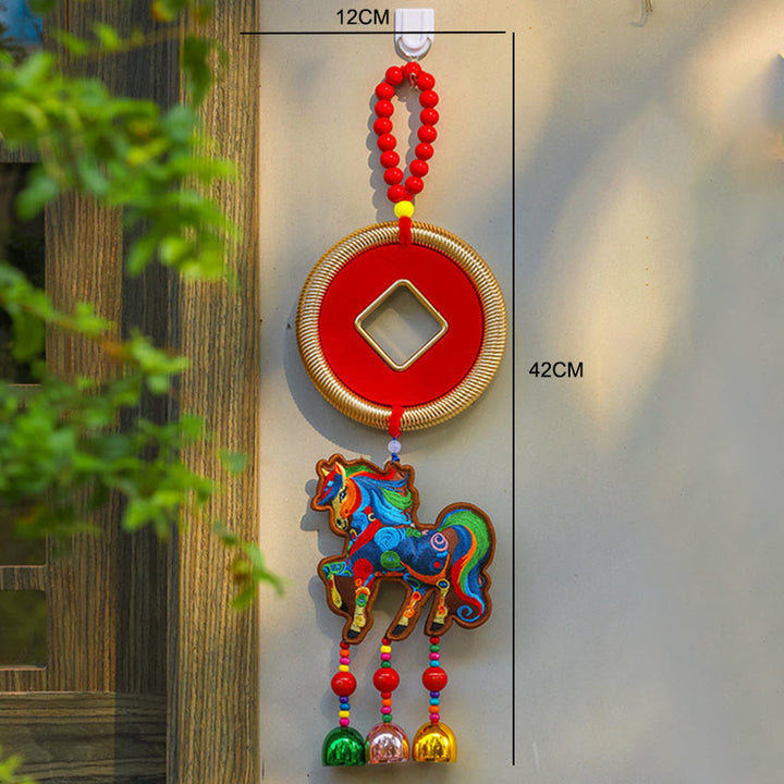 午年刺繍入りBuddha Stones金袋 ひょうたん 銅貨 鈴 お守り成就吊り下げ飾り - image 8