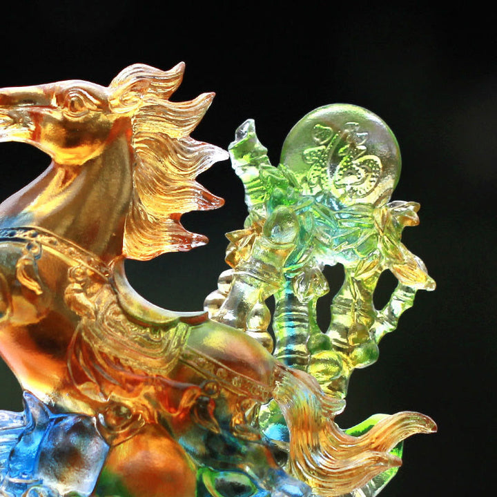 午年Buddha Stones手作り馬福キャラクターLiuliクリスタルアートピース豊かさホームオフィス装飾 - image 3