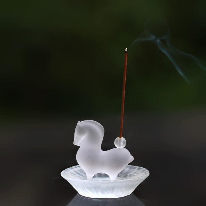 Buddha Stones馬年 蓮の実 蓮の葉 瑠璃 クリスタルアート作品 自宅 オフィス エネルギー装飾 - 香穴と蓮の鞘が付いた馬 - image 22