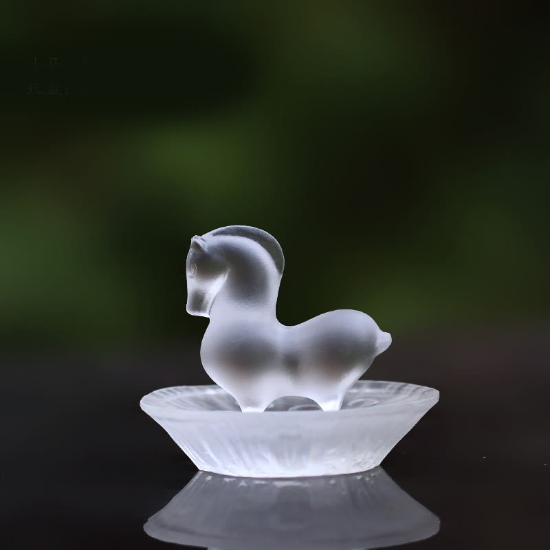 Buddha Stones馬年 蓮の実 蓮の葉 瑠璃 クリスタルアート作品 自宅 オフィス エネルギー装飾 - ホース＆ロータス ポッドパッド - image 11