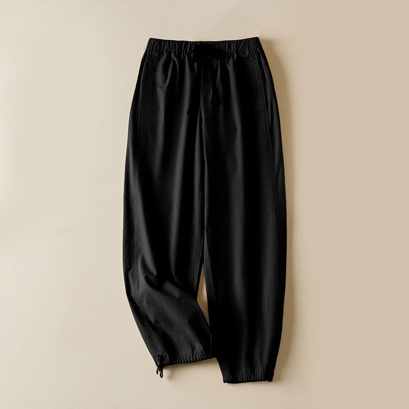 Buddha Stones秋冬 ドローストリング 7-8丈 コットン レディース カーゴパンツ ポケット付き - 黒 - US12、 UK/AU16、 EU44 (3XL) - image 11