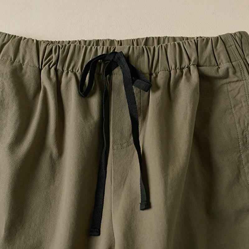 Buddha Stones秋冬 ドローストリング 7-8丈 コットン レディース カーゴパンツ ポケット付き - image 2