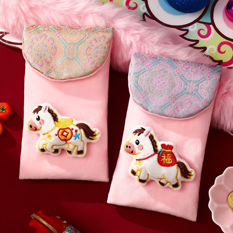 2026年午年丑年Buddha Stones新年 福文字 インゴット 模様 刺繍 中国の赤い封筒 - image 13