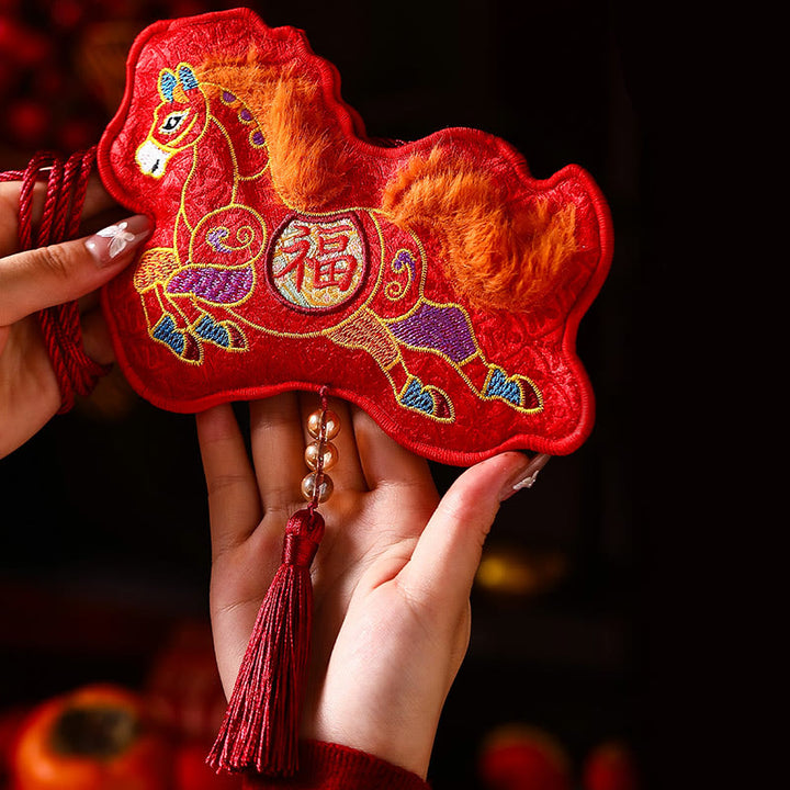 Buddha Stones、馬年2026年新年福文字タッセル刺繍、中国の赤い封筒 - image 7
