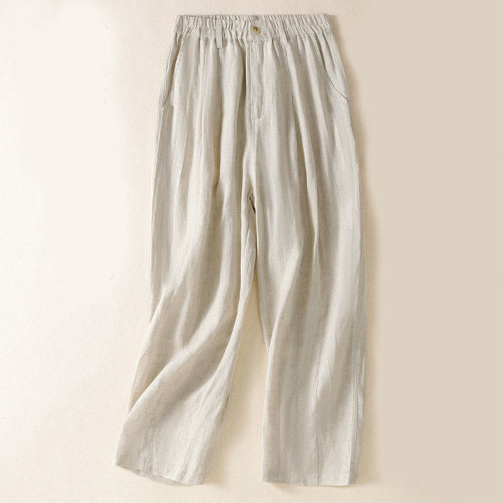 Buddha Stones夏用ボタンジッパーアンクル丈レディースパンツ ポケット付き - リネン - US8-10，UK/AU12-14，EU40-42 (2XL) - image 33