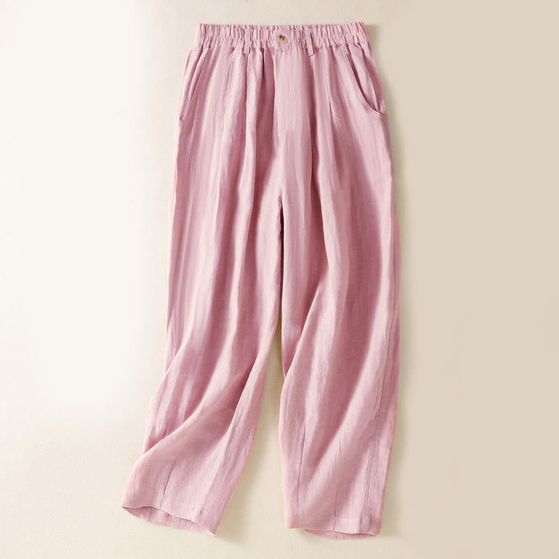 Buddha Stones夏用ボタンジッパーアンクル丈レディースパンツ ポケット付き - ライトピンク - US8-10，UK/AU12-14，EU40-42 (2XL) - image 8